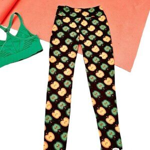 Women's Activewear Loungewear Leggings Pants One Size 0 - 12 Apples Brown Green